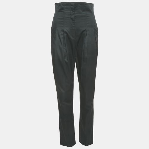 Giambattista Valli Dark Green Cotton Pleated High Waist Trouser S - Giambattista Valli - Modalova