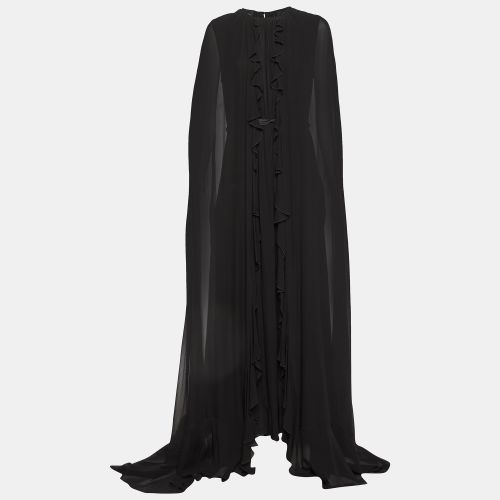 Giambattista Valli Black Silk Ruffled Cape Maxi Dress L - Giambattista Valli - Modalova