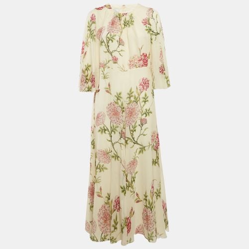 Giambattista Valli Cream Phyton Floral Print Silk Flared Maxi Dress L - Giambattista Valli - Modalova