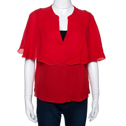 Giambattista Valli Red Crepe Ruffled Cape Detail Top M - Giambattista Valli - Modalova