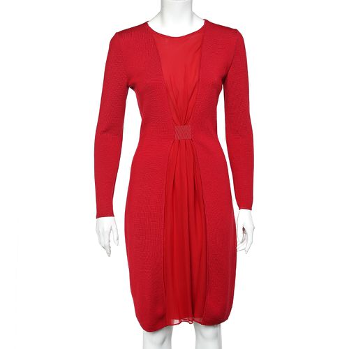 Giambattista Valli Red Wool & Pleated Silk Paneled Midi Dress XS - Giambattista Valli - Modalova