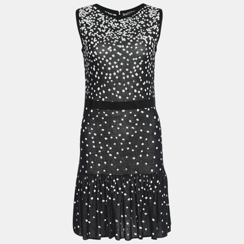 Giambattista Valli Black and White Polka Printed Knit Flared Hem Detailed Midi Dress S - Giambattista Valli - Modalova