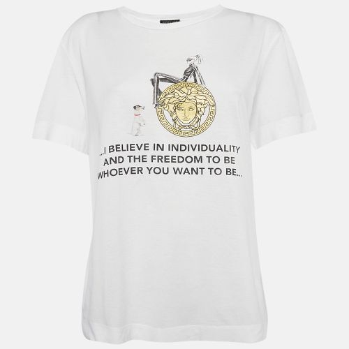 Gianni Versace White I believe In Individuality Print Jersey T-Shirt M - Gianni Versace - Modalova