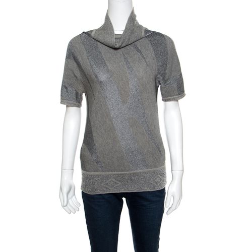 Gianfranco Ferre Metallic Patterned Jacquard Knit Short Sleeve Top M - Gianfranco Ferre - Modalova