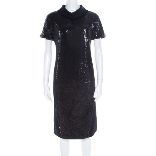 Gianfranco Ferre Black Sequin Embellished Wool Dress M - Gianfranco Ferre - Modalova