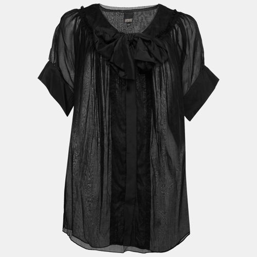 Gianfranco Ferre Black Cotton Bow Detail Button Front Blouse M - Gianfranco Ferre - Modalova