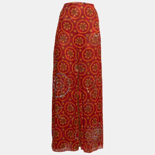 Gianfranco Ferre Vintage Red Printed Silk Embellished Maxi Skirt L - Gianfranco Ferre - Modalova