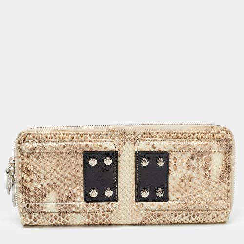 Gianfranco Ferre Beige Watersnake Leather Zip Around Oversized Wallet - Gianfranco Ferre - Modalova