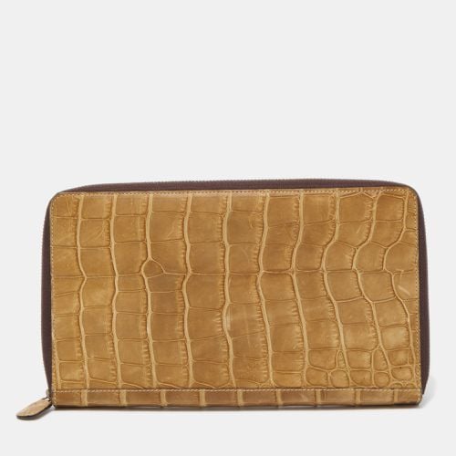 Gianfranco Ferre Beige Alligator Leather Zip Around Wallet - Gianfranco Ferre - Modalova