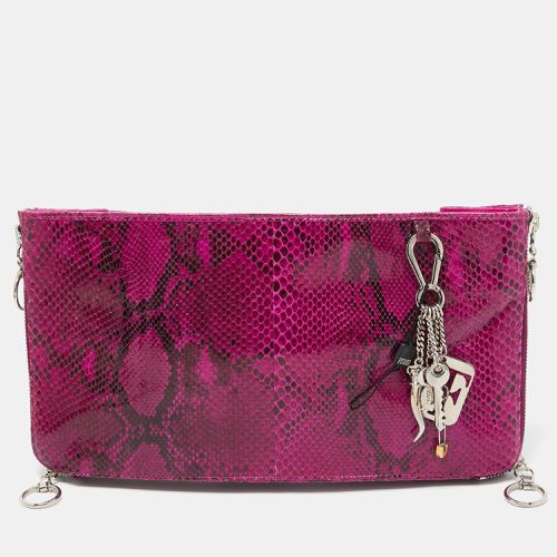 Gianfranco Ferre Magenta Python Side Zip Oversized Clutch - Gianfranco Ferre - Modalova