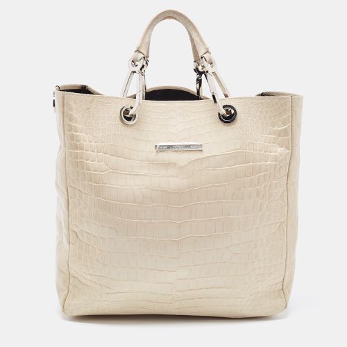 Gianfranco Ferre Cream Alligator Grommete Tote - Gianfranco Ferre - Modalova