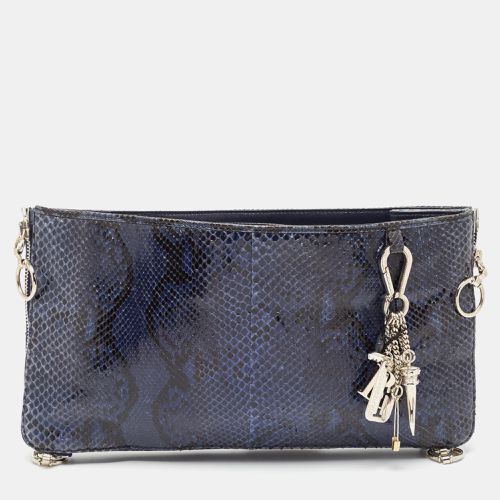 Gianfranco Ferre Blue Python Oversized Zip Clutch - Gianfranco Ferre - Modalova