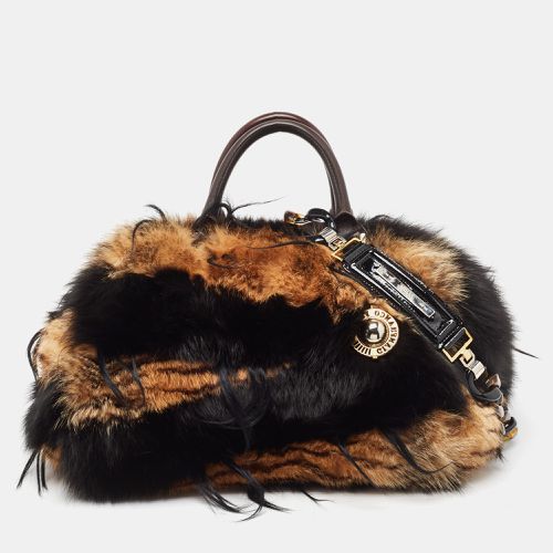 Gianfranco Ferre Brown/Black Fur Charm Frame Satchel - Gianfranco Ferre - Modalova