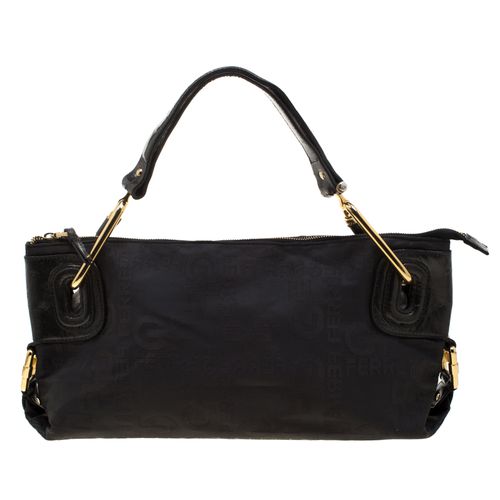 Gianfranco Ferre Black Nylon and Leather Buckle Shoulder Bag - Gianfranco Ferre - Modalova