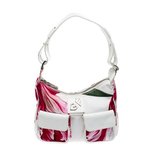 Gianfranco Ferre White/Pink Floral Print Canvas and Leather Pocket Shoulder Bag - Gianfranco Ferre - Modalova