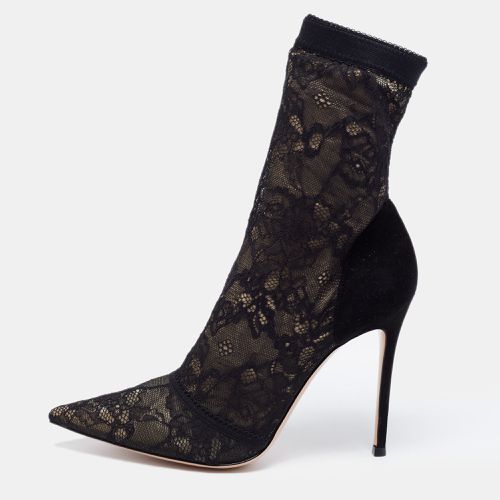 Gianvito Rossi Black/Beige Suede And Lace Ankle Boots Size 40.5 - Gianvito Rossi - Modalova