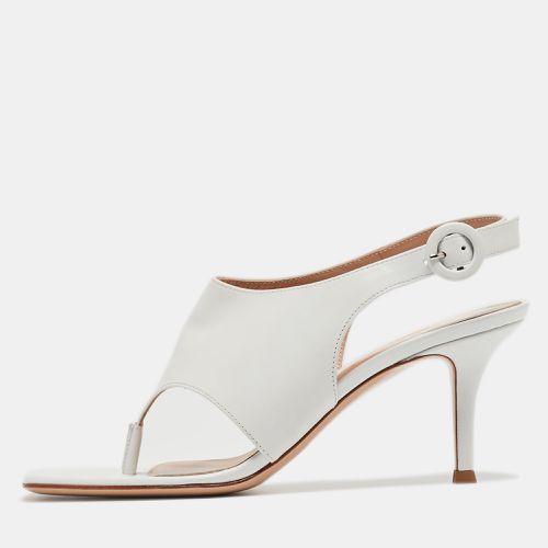 Gianvito Rossi White Leather Thong Slide Ankle Strap Sandals Size 38 - Gianvito Rossi - Modalova