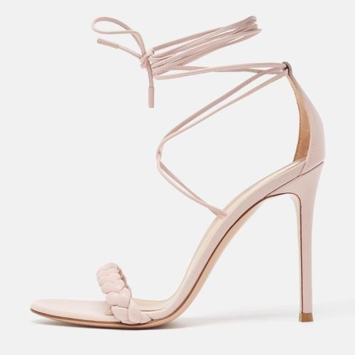 Gianvito Rossi Pink Braided Leather Leomi Sandals Size 38.5 - Gianvito Rossi - Modalova