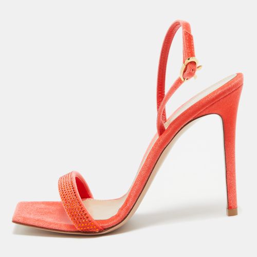 Gianvito Rossi Poppy Red Velvet Embellished Britney Sandals Size 39.5 - Gianvito Rossi - Modalova