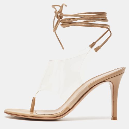 Gianvito Rossi Beige Leather and PVC Plexi Thong Wrap Sandals Size 35 - Gianvito Rossi - Modalova