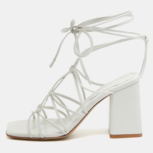 Gianvito Rossi White Leather Minas Ankle Wrap Sandals Size 37 - Gianvito Rossi - Modalova