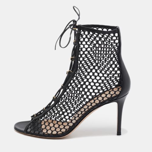 Gianvito Rossi Black Mesh and Leather Lace Up Open Toe Booties Size 40 - Gianvito Rossi - Modalova