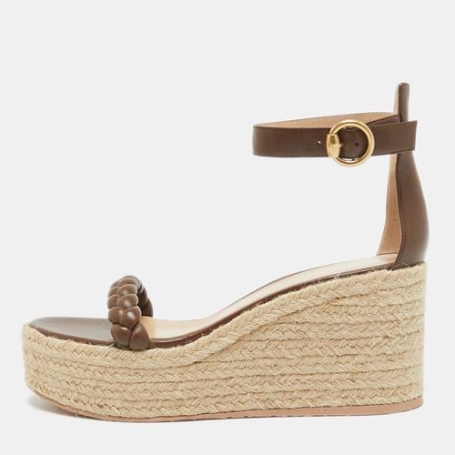 Gianvito Rossi Brown Braided Leather Merida Espadrille Wedge Sandals Size 40.5 - Gianvito Rossi - Modalova