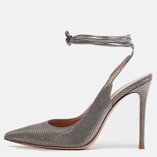 Gianvito Rossi Silver Nubuck Leather Ankle Wrap Pumps Size 39 - Gianvito Rossi - Modalova