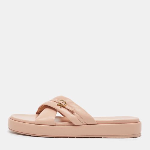 Gianvito Rossi Pink Leather alima Criss Cross Flat Slides Size 40.5 - Gianvito Rossi - Modalova