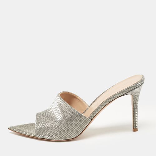 Gianvito Rossi Metallic Grey Textured Fabric Alise Sandals Size 42 - Gianvito Rossi - Modalova