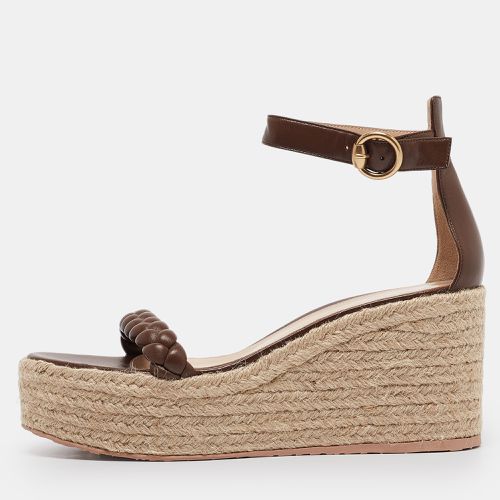 Gianvito Rossi Brown Braided Leather Merida Espadrille Wedge Sandals Size 40 - Gianvito Rossi - Modalova