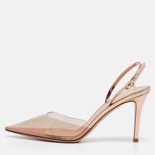 Rose Gold PVC and Leather Ribbon Slingback Pumps Size 38.5 - Gianvito Rossi - Modalova