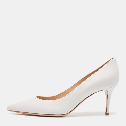 Gianvito Rossi White Leather Plexi Pointed Toe Pumps Size 38.5 - Gianvito Rossi - Modalova