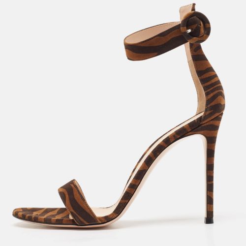 Zebra Print Suede Portofino Sandals Size 41 - Gianvito Rossi - Modalova