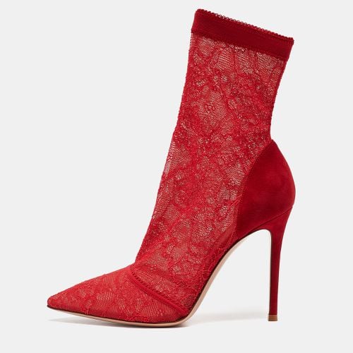 Gianvito Rossi Red Lace and Suede Brinn Booties Size 39.5 - Gianvito Rossi - Modalova