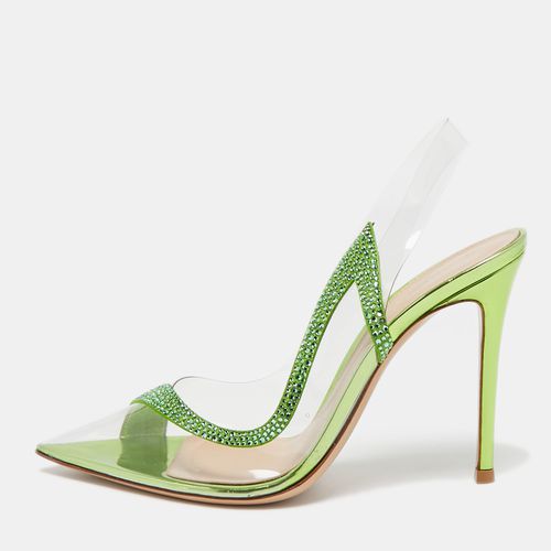 Gianvito Rossi Transparent/Green PVC and Suede Embellished Hortensia Pumps Size 39.5 - Gianvito Rossi - Modalova