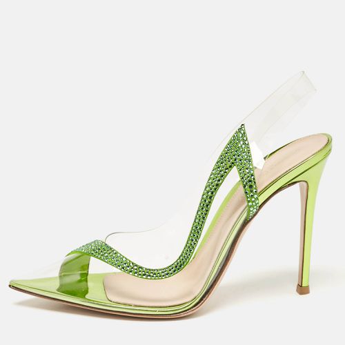 Green PVC and Suede Embellished Hortensia Pumps Size 38 - Gianvito Rossi - Modalova