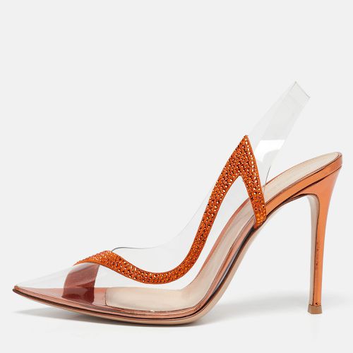 Orange PVC and Suede Embellished Hortensia Pumps Size 38.5 - Gianvito Rossi - Modalova