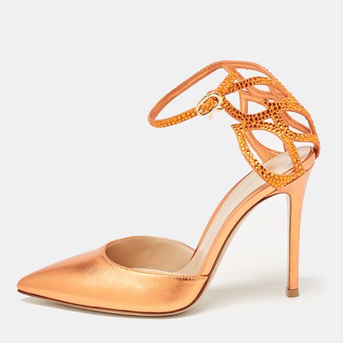 Gianvito Rossi Metallic Orange Leather Fleur Sandals Size 37 - Gianvito Rossi - Modalova