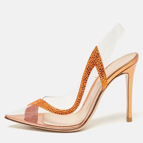 Gianvito Rossi Transparent/Orange PVC and Suede Embellished Hortensia Pumps Size 36.5 - Gianvito Rossi - Modalova