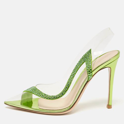 Gianvito Rossi Transparent/Green PVC and Suede Embellished Hortensia Pumps Size 37 - Gianvito Rossi - Modalova