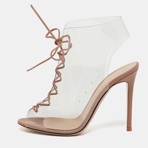 Gianvito Rossi Transparent/Beige PVC and Leather Helmut Ankle Booties Size 38 - Gianvito Rossi - Modalova