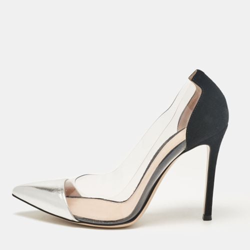 Gianvito Rossi Silver/Black Leather, Suede and PVC Plexi Pumps Size 36.5 - Gianvito Rossi - Modalova