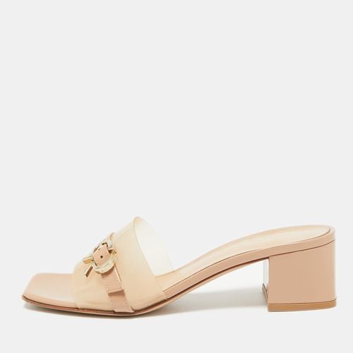 Gianvito Rossi Beige Patent Leather and PVC Gemini Slide Sandals Size 37.5 - Gianvito Rossi - Modalova