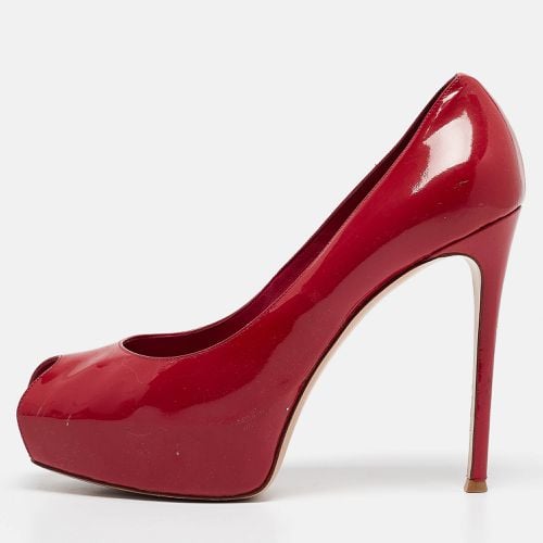 Gianvito Rossi Red Patent Leather Peep Toe Pumps Size 39.5 - Gianvito Rossi - Modalova