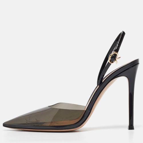 Gianvito Rossi Black Patent Leather and PVC Ribbon Slingback Pumps Size 38 - Gianvito Rossi - Modalova