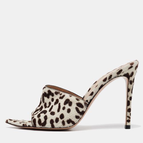 Gianvito Rossi White/Brown Leopard Print Calf Hair Elle Sandals Size 37 - Gianvito Rossi - Modalova