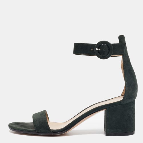 Gianvito Rossi Dark Green Suede Versilia Sandals Size 38 - Gianvito Rossi - Modalova