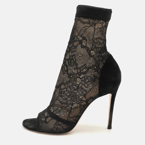 Gianvito Rossi Black Stretch Lace/Mesh Ankle Boots Size 37.5 - Gianvito Rossi - Modalova