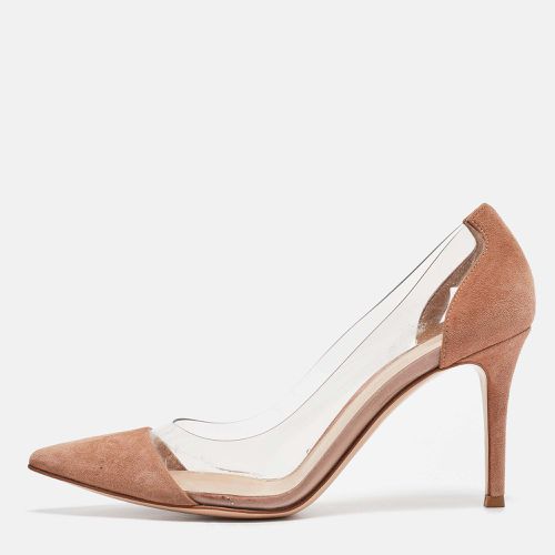 Gianvito Rossi Brown Suede Leather And PVC Plexi Pointed Toe Pumps Size 36.5 - Gianvito Rossi - Modalova